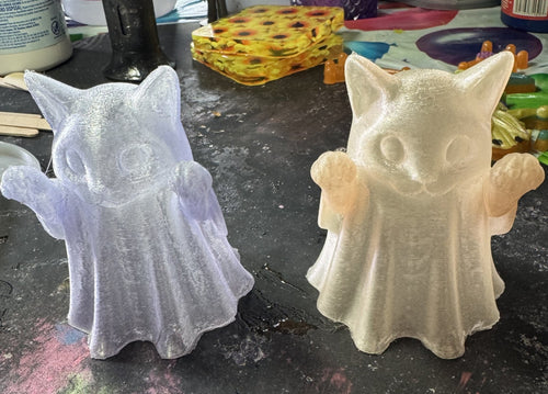 3D Printed Glow in the Dark Cat Ghost - 3-D Casting and Candles