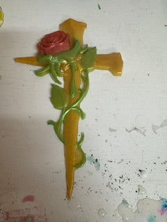 Cross and Rose Wall Art