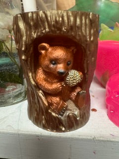 Bear in a Stump with Honeycomb Figurine