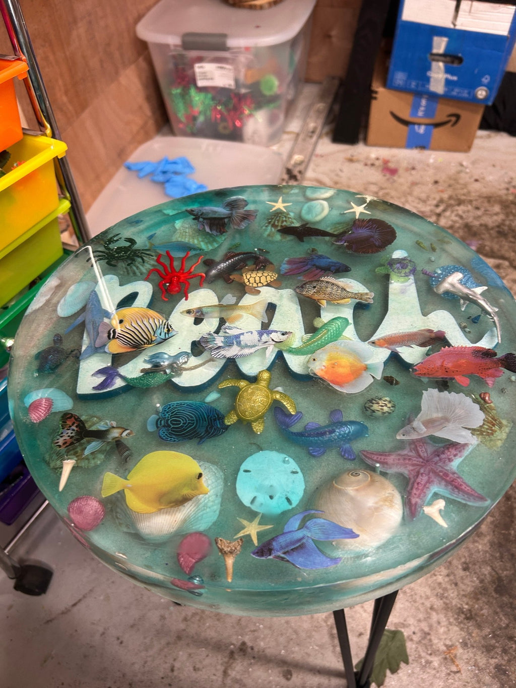 Beach Resin Table - 3-D Casting and Candles