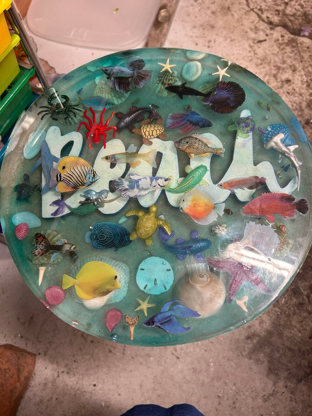 Beach Resin Table - 3-D Casting and Candles