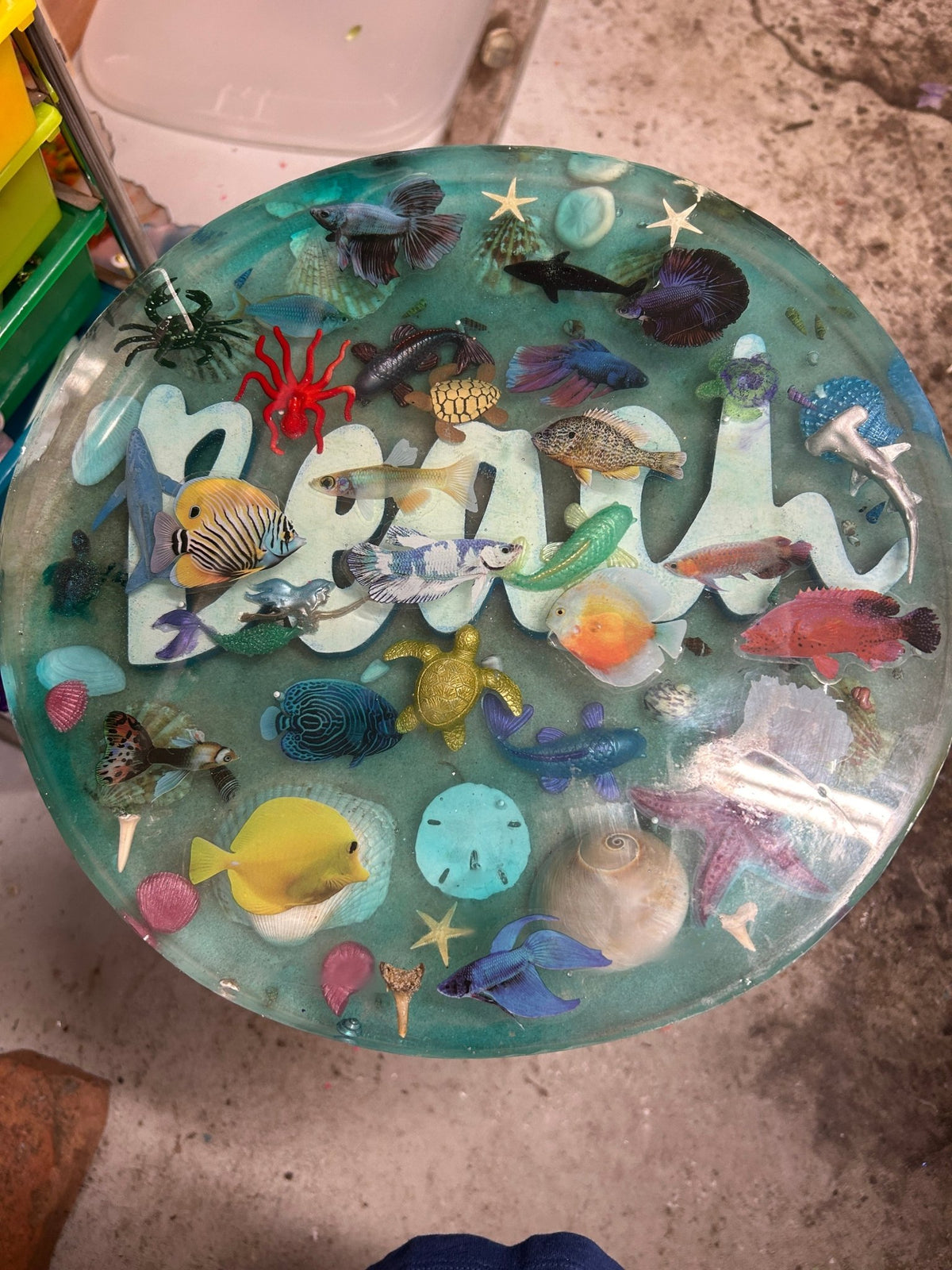 Beach Resin Table - 3-D Casting and Candles
