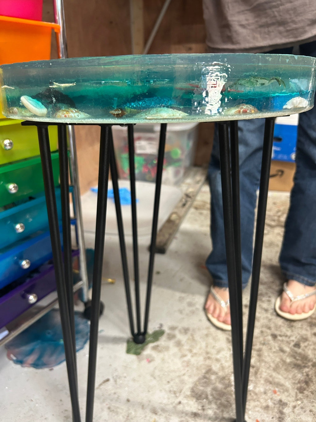 Beach Resin Table - 3-D Casting and Candles