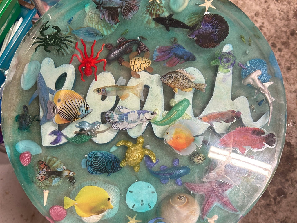 Beach Resin Table - 3-D Casting and Candles